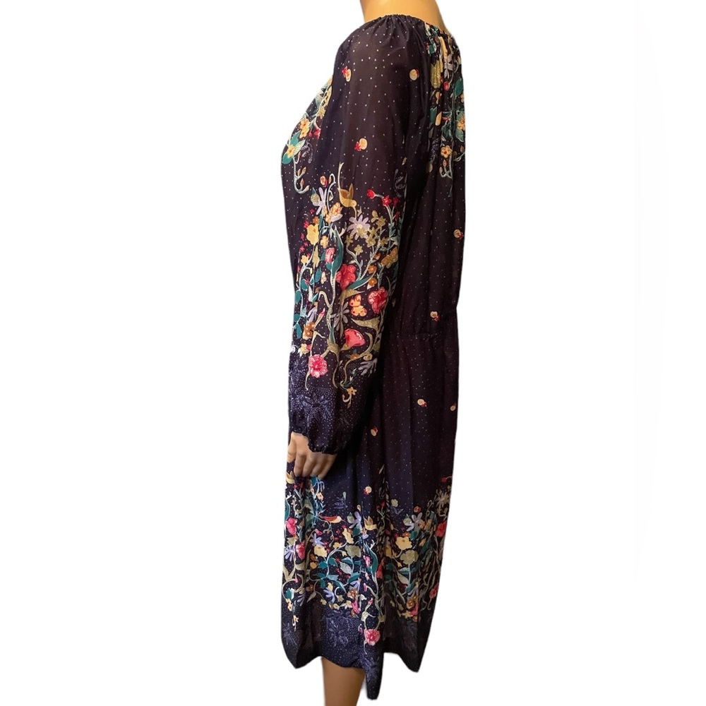 Vintage Home Sewn 70s Navy Floral Midi Dress - Picture 5 of 6